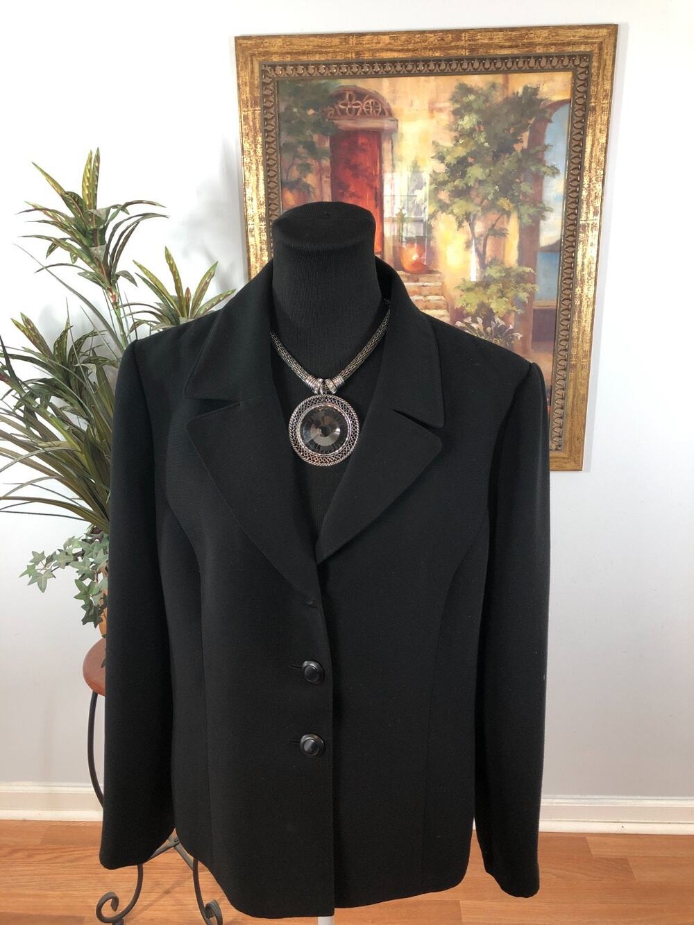Le‎ Suit Jacket Women' 16 Black Clueless Preppy Corporate Business Office Siren